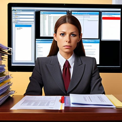 Home 7 **
A busy administrative lawyer at a modern desk overloaded with documents, illuminated by a computer screen displaying a CRM system interface. Focus on the lawyer's determined expression and the glow of the screen. Emphasize organization with color-coded files and well-labeled folders. The style should be realistic and professional, suggesting efficiency and competence.
**
