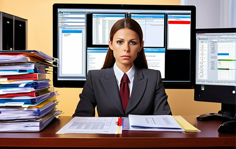 **
A busy administrative lawyer at a modern desk overloaded with documents, illuminated by a computer screen displaying a CRM system interface. Focus on the lawyer's determined expression and the glow of the screen. Emphasize organization with color-coded files and well-labeled folders. The style should be realistic and professional, suggesting efficiency and competence.
**